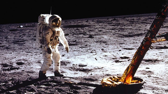 MANDATORY CREDIT: NASA/Rex Features. Editorial use only
Mandatory Credit: Photo by NASA/REX/Shutterstock (3683583c)
(Real lunar mission image) Buzz Aldrin stands beside Lunar Module strut and probe
Apollo 11 Moon landing mission - 1969
FULL COPY: http://www.rexfeatures.com/nanolink/oqps
These fascinating images might do little to dispel conspiracy theories that the 1969 moon landing was faked.
They feature Apollo 11 astronauts Neil Armstrong and Edwin ('Buzz') Aldrin carrying out tasks on a clearly simulated lunar surface.
While the astronauts practice manoeuvres, including collecting soil samples, men in shirts and ties can be seen in the background casually observing the scene.
In fact, these are real training simulations carried out in Houston three months before the actually set foot on the moon.
The practice sessions were carried out over a number of days in April 1969 in Building 9 of the Texas-based U.S. space agency facility. The images were unearthed by tech website Gizmodo.