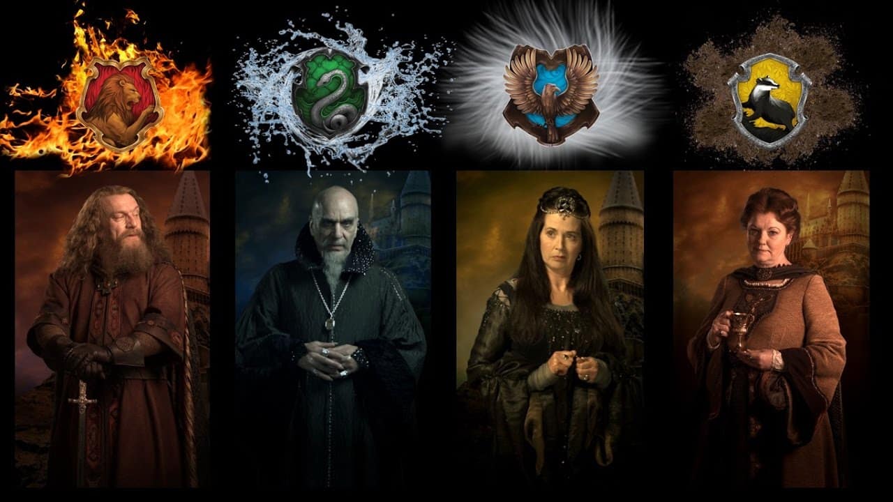 Godric Gryffindor, Helga Hufflepuff, Rowena Ravenclaw, Salazar Slytherin