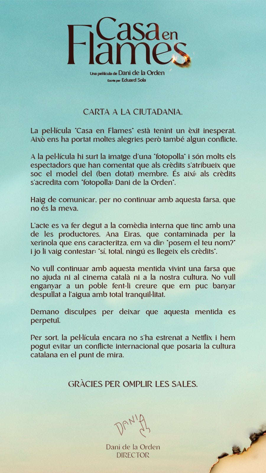 carta a la ciutadania Dani de la orden