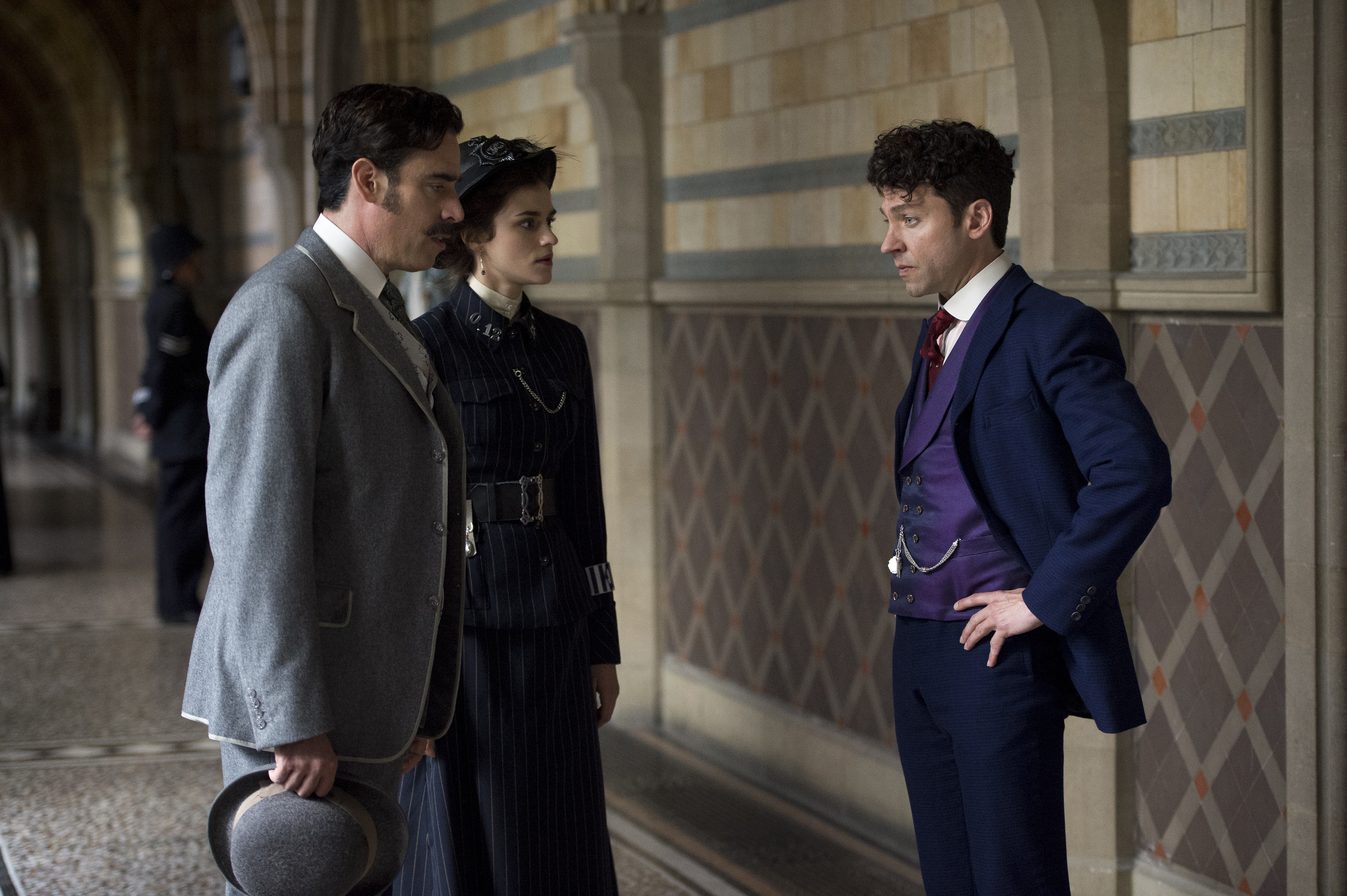 HOUDINI & DOYLE: L-R: Stephen Magadan, Rebecca Liddiard and Michael Weston in the “The Maggie’s Redress” series premiere episode of HOUDINI & DOYLE airing Monday, May 2 (9:00-10:00 PM ET/PT) on FOX. Cr: Robert Vigliasky.